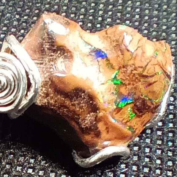 Australian Boulder Opal Pendant Sterling Silver - Picture 8 of 16